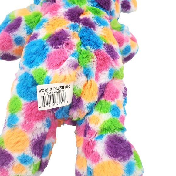 World Plush Inc Painted Polka Dot Elephant Plush Stuffed Animal Soft Toy Rainbow - Picture 3 of 5
